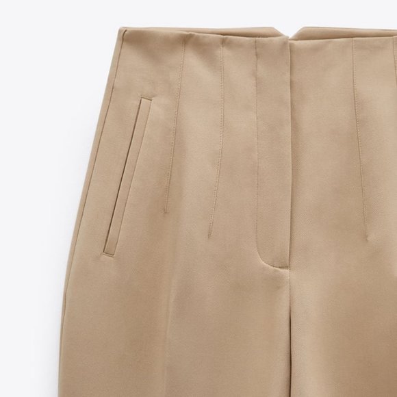ZARA - High-waisted pants - Olive/Tan - Picture 8 of 8
